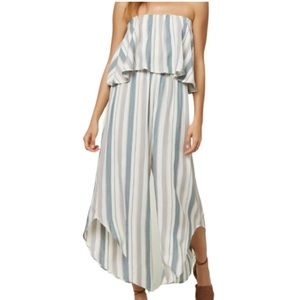 O’Neill Striped Strapless Off The Shoulder Jumpsuit Size Medium USED